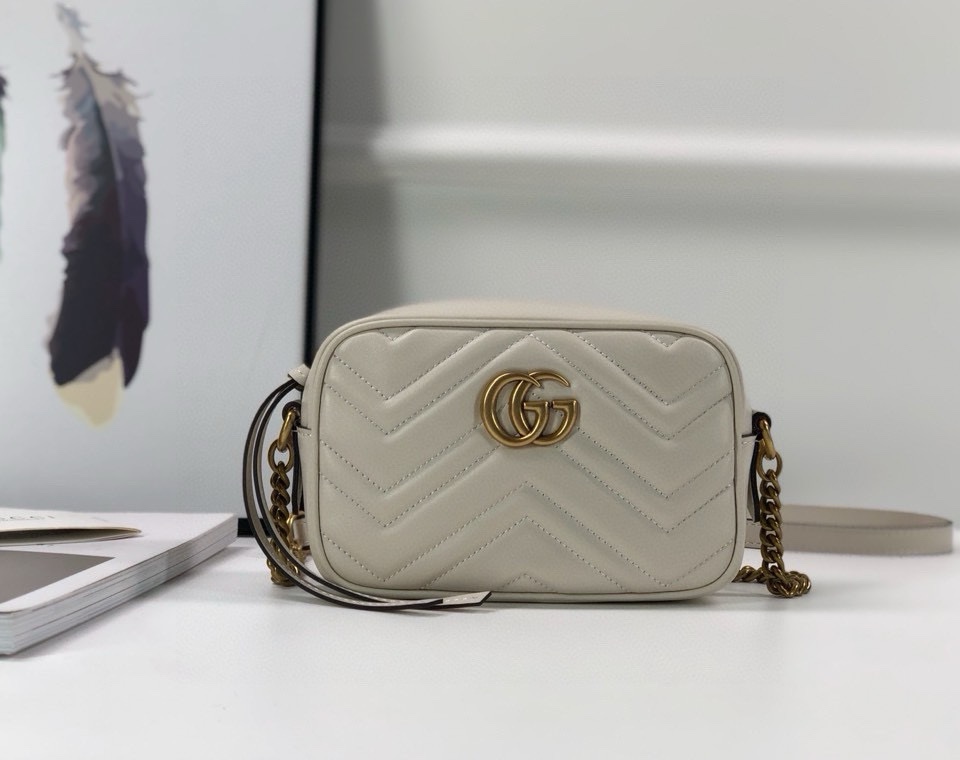 Gucci GG Marmont Small Shoulder Bag 448065 (White)