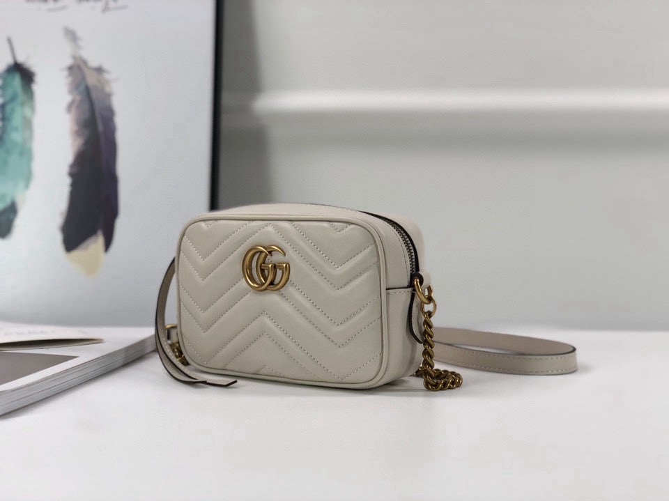 Gucci GG Marmont Small Shoulder Bag 448065 (White)