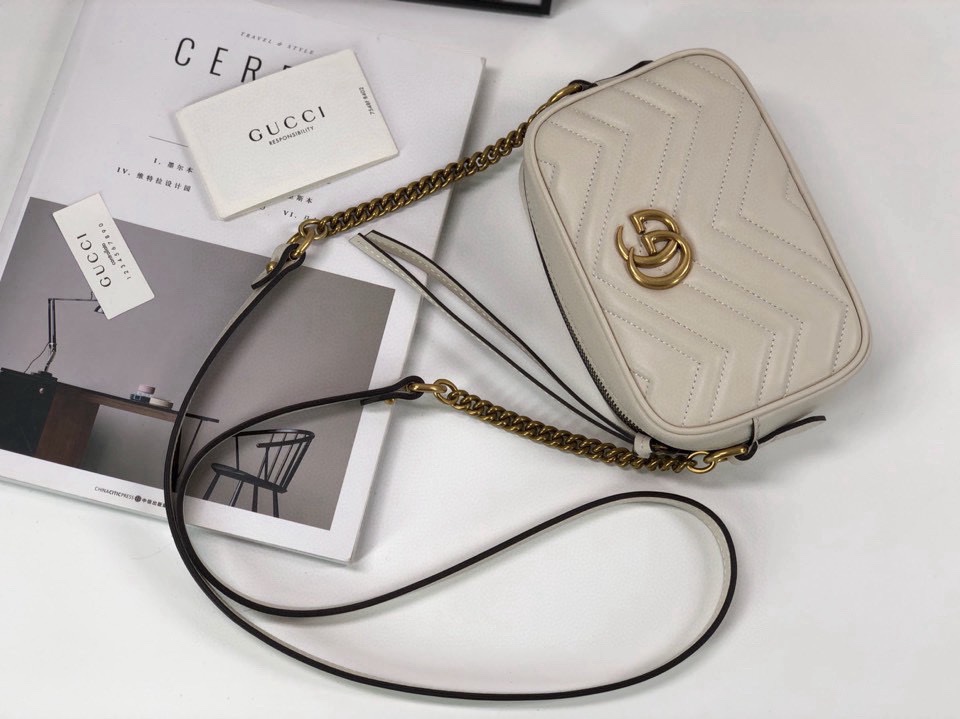 Gucci GG Marmont Small Shoulder Bag 448065 (White)