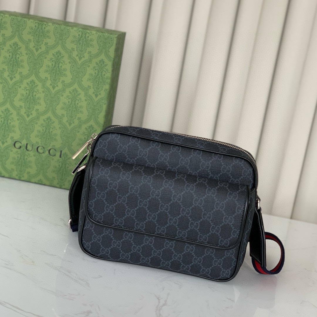 Gucci Crossbody Bag 795479 (Black GG with Leather Trim)