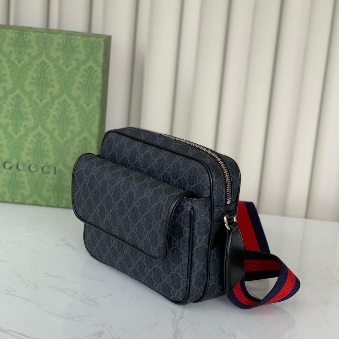 Gucci Crossbody Bag 795479 (Black GG with Leather Trim)