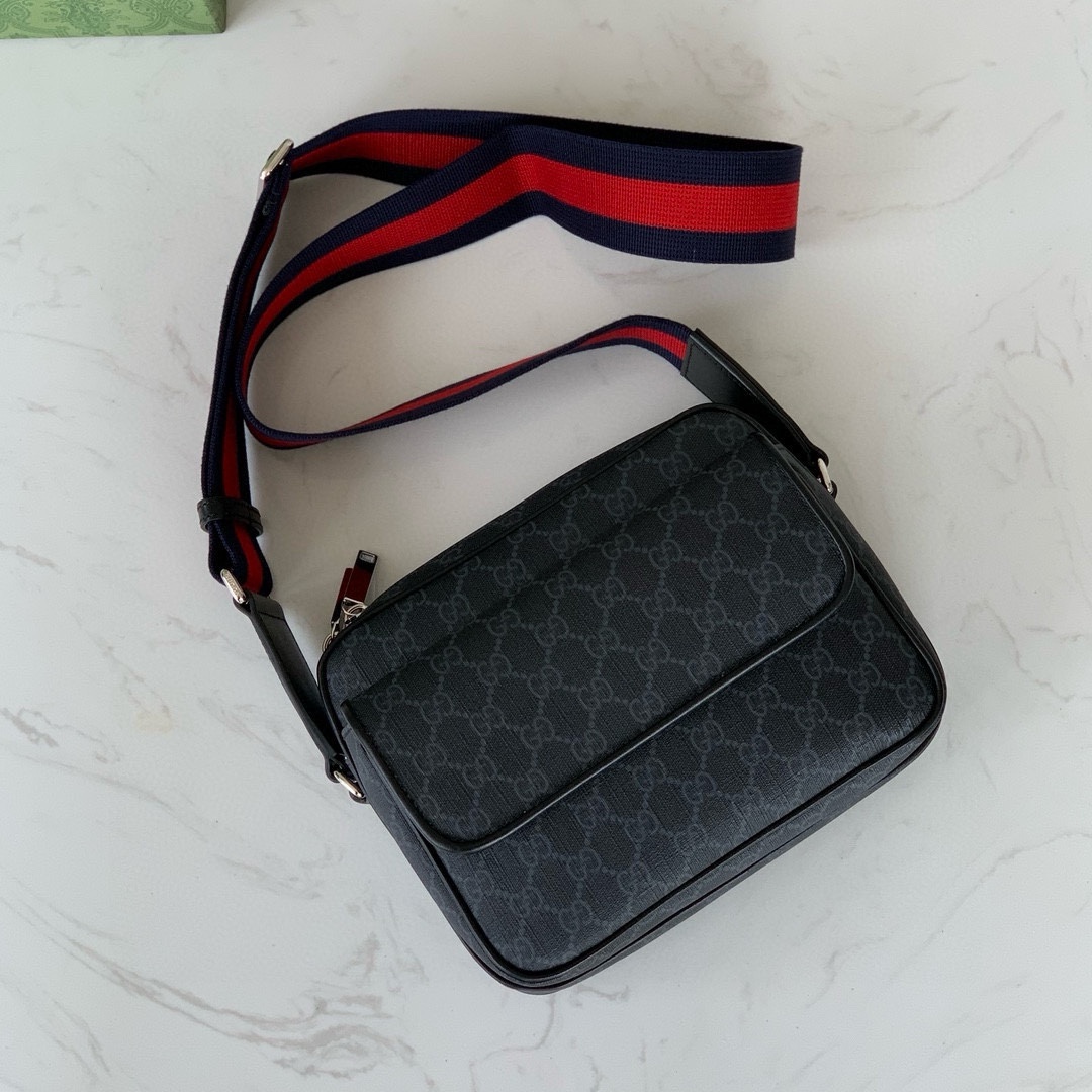 Gucci Crossbody Bag 795479 (Black GG with Leather Trim)