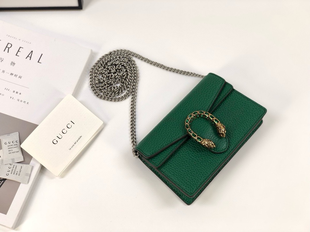 Gucci Dionysus Mini Chain Bag 476432 (Green Leather)