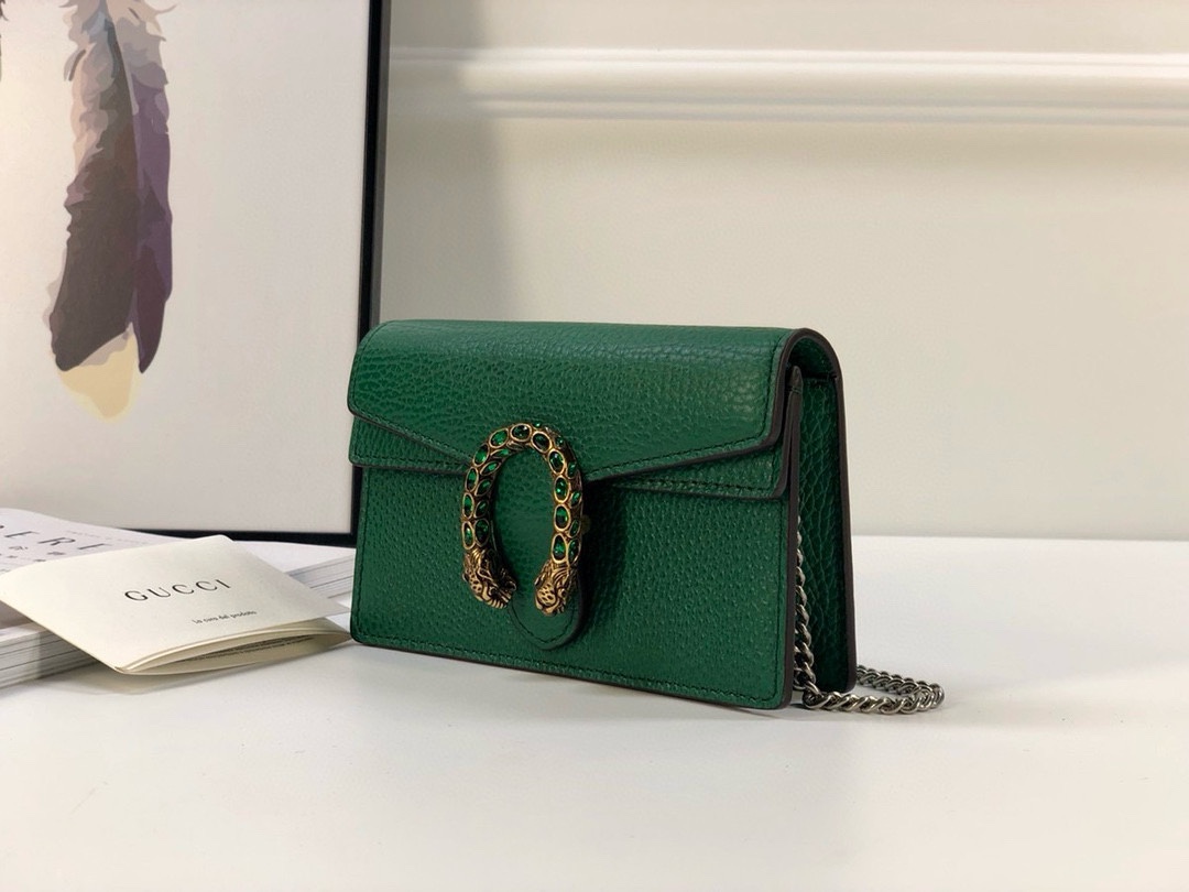 Gucci Dionysus Mini Chain Bag 476432 (Green Leather)