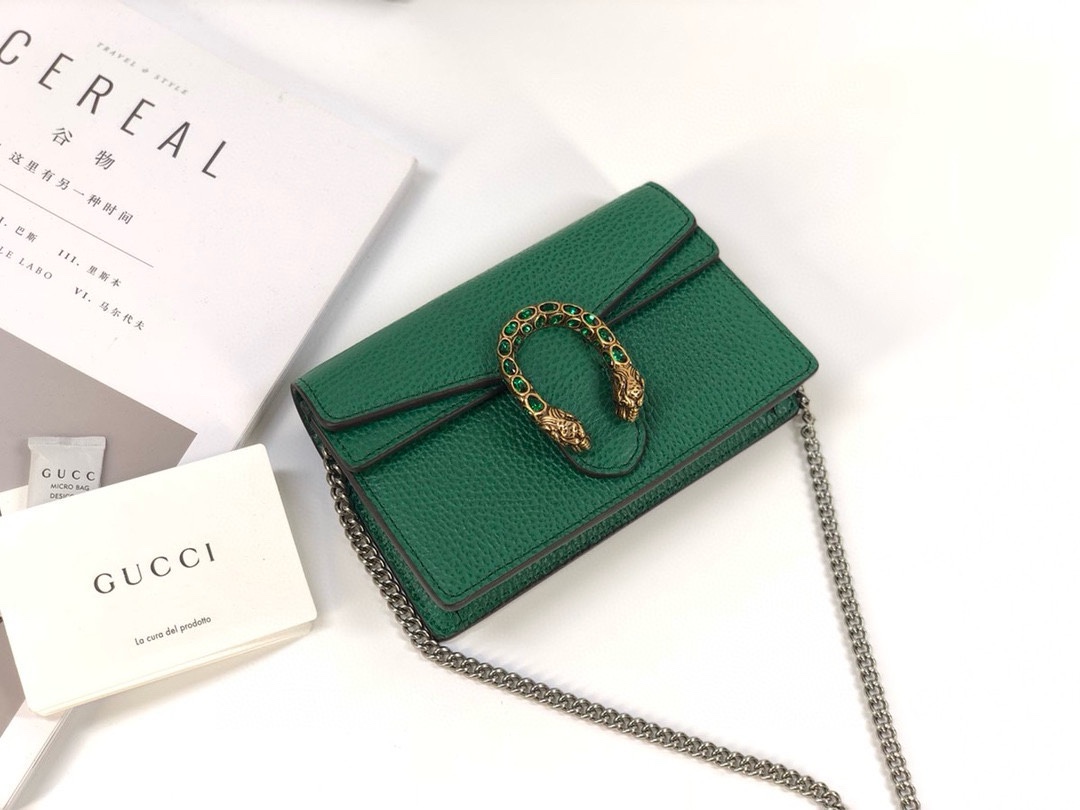 Gucci Dionysus Mini Chain Bag 476432 (Green Leather)