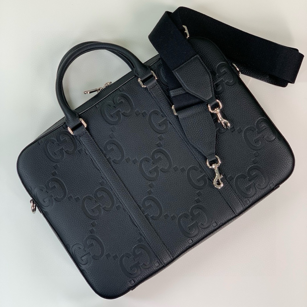 Gucci Super Double G Briefcase 658573 (Black Leather)