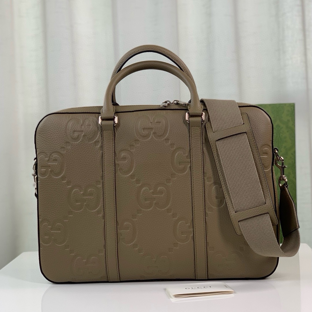 Gucci Super Double G Briefcase 658573 (Khaki Leather)