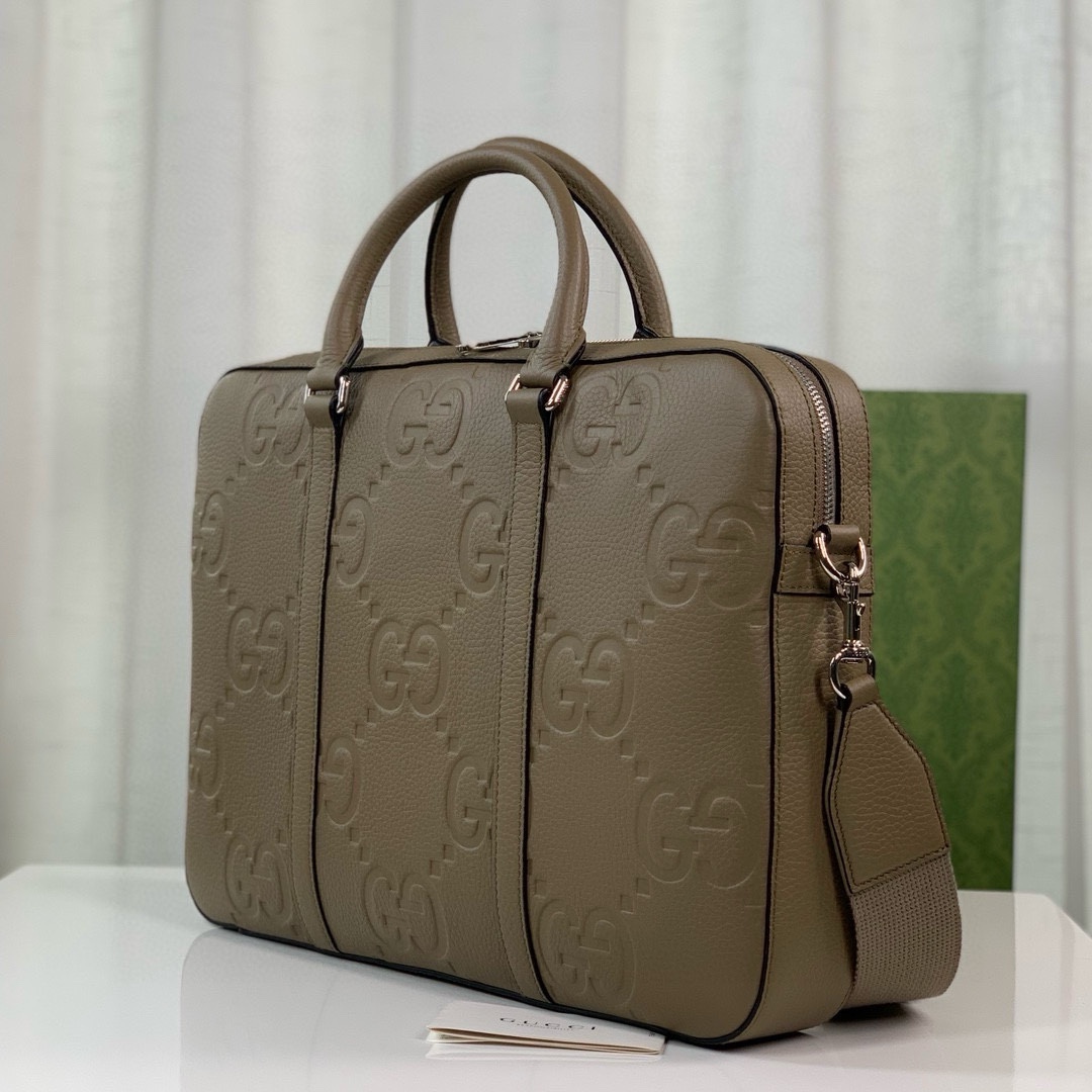 Gucci Super Double G Briefcase 658573 (Khaki Leather)