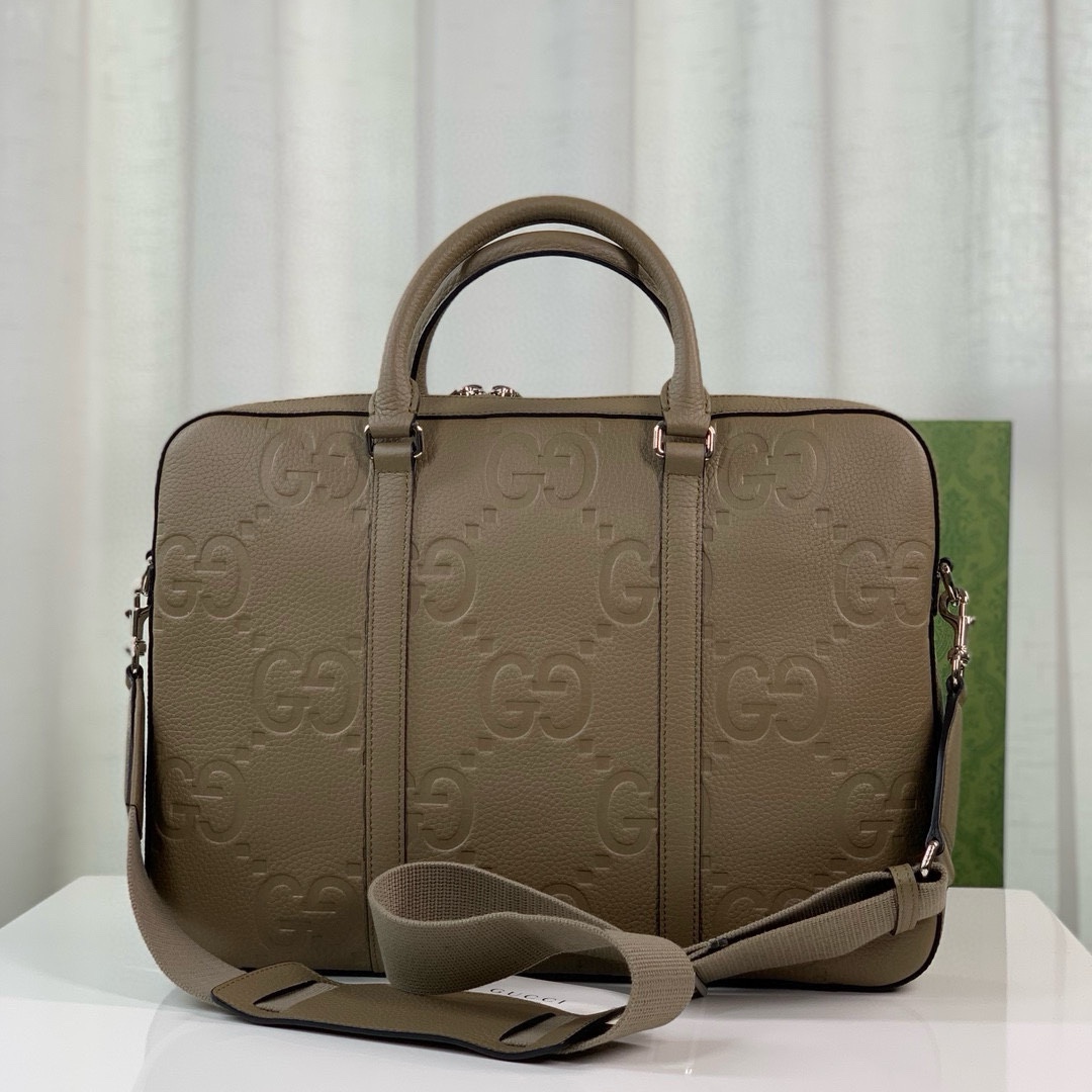 Gucci Super Double G Briefcase 658573 (Khaki Leather)