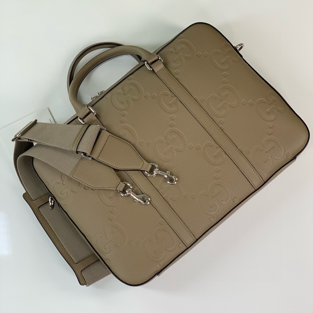 Gucci Super Double G Briefcase 658573 (Khaki Leather)