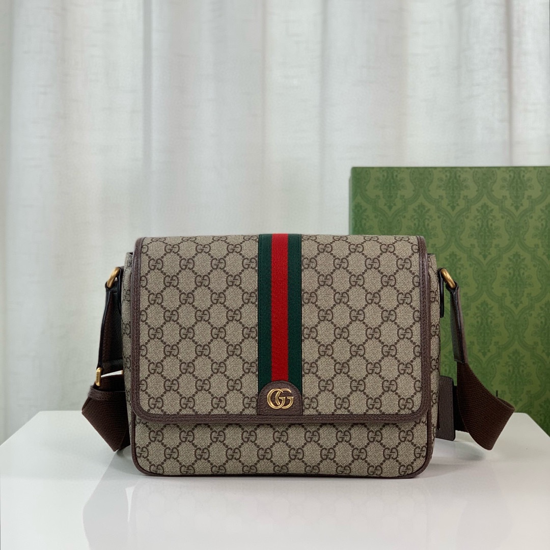 Gucci Ophidia Messenger Bag 761741 (Beige/Dark Brown)