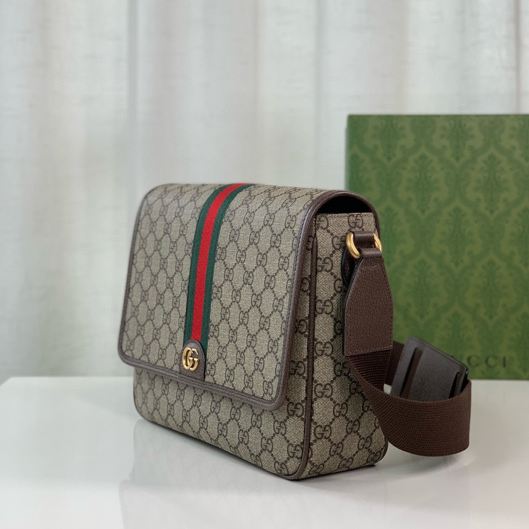 Gucci Ophidia Messenger Bag 761741 (Beige/Dark Brown)