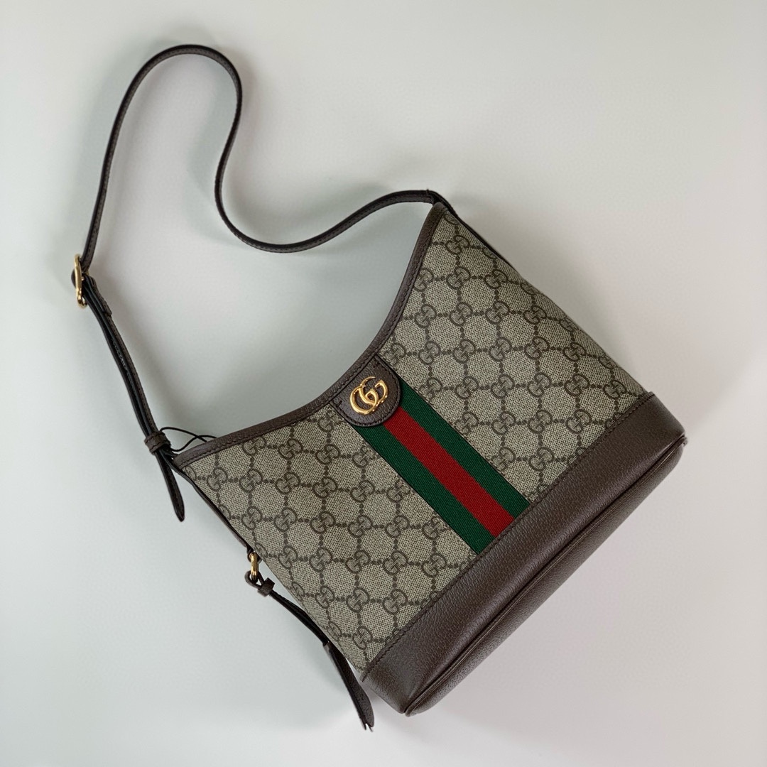 Gucci Ophidia GG Small Shoulder Bag 781402 (Beige and Dark Brown)