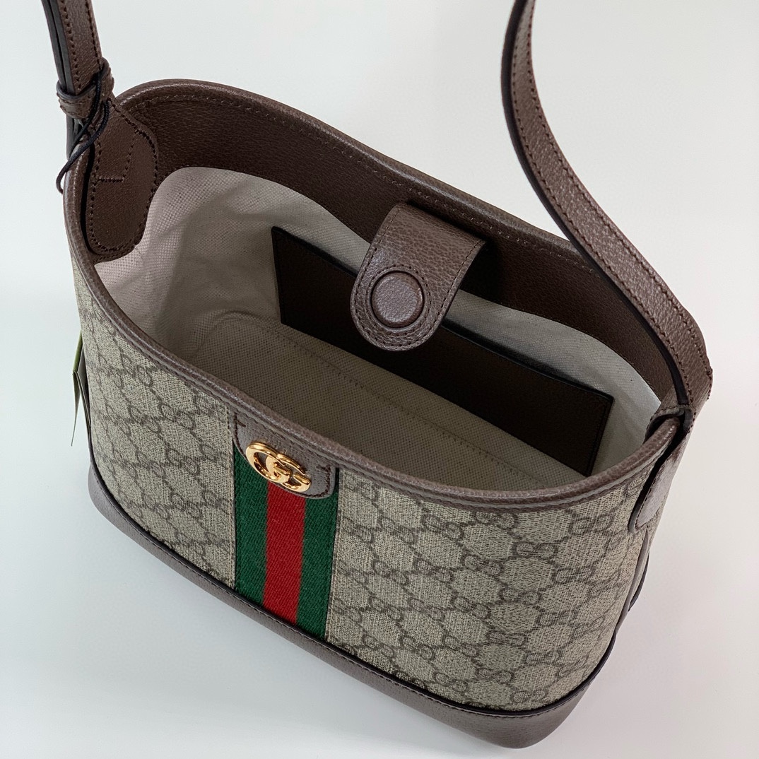 Gucci Ophidia GG Small Shoulder Bag 781402 (Beige and Dark Brown)