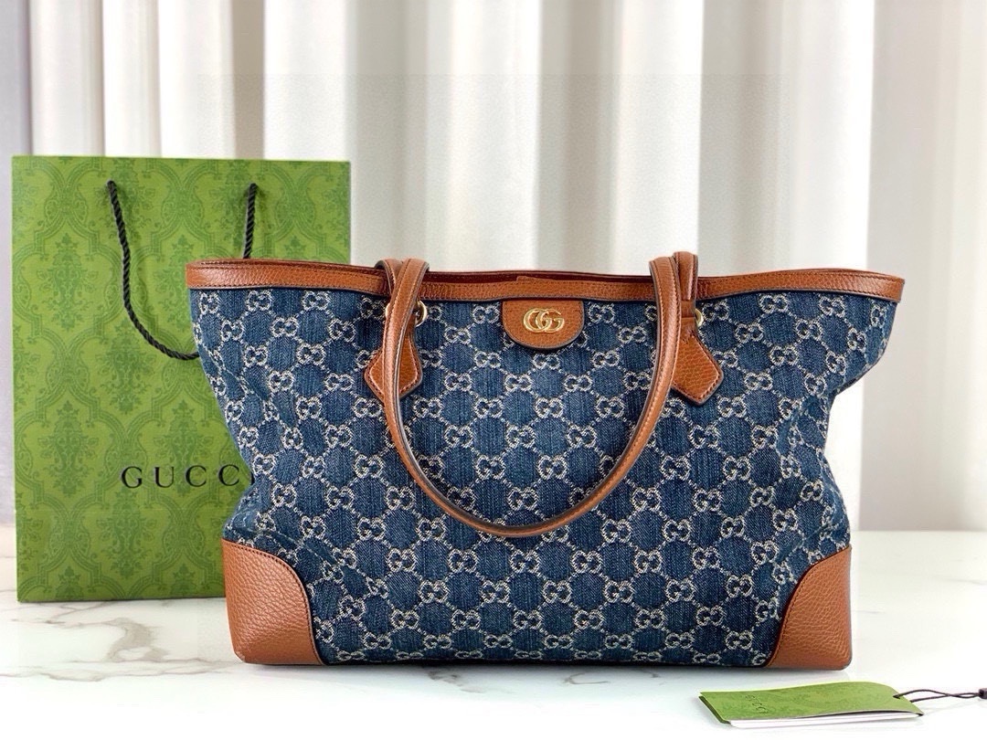 Gucci Ophidia Denim Tote Bag 631685 (Blue Denim)