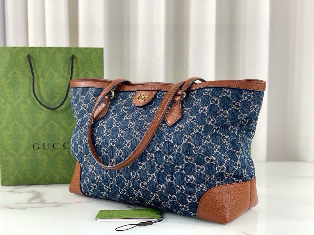 Gucci Ophidia Denim Tote Bag 631685 (Blue Denim)