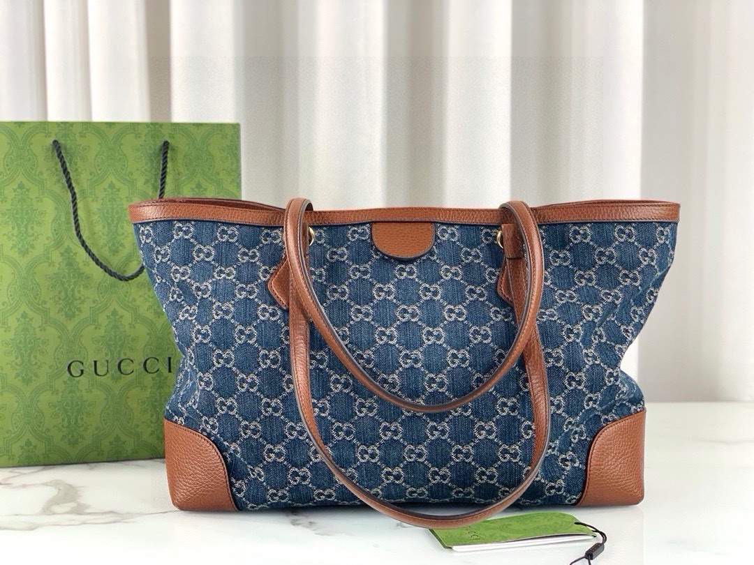 Gucci Ophidia Denim Tote Bag 631685 (Blue Denim)