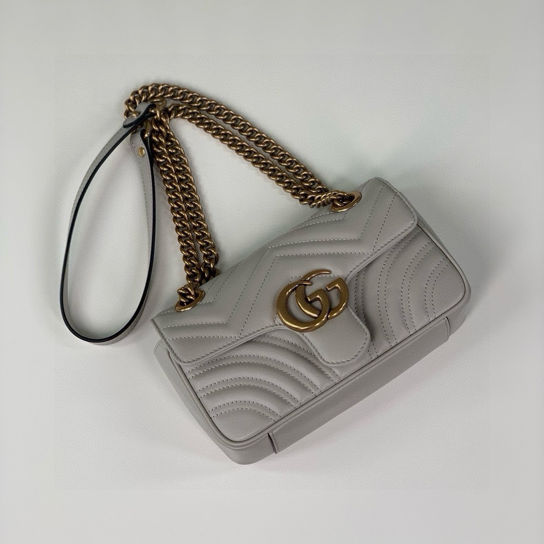 Gucci GG Marmont Small Chain Bag 446744 (Misty Gray)