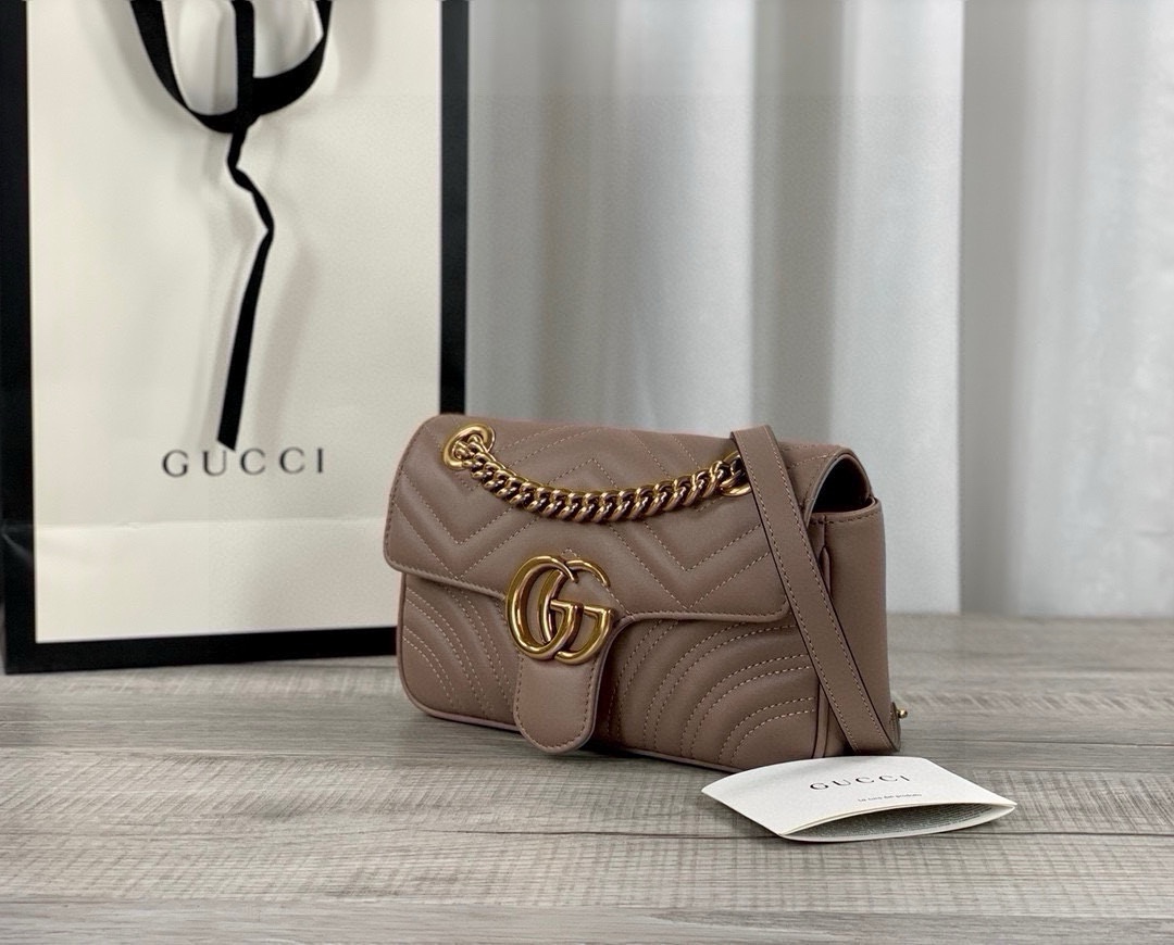 Gucci GG Marmont Small Chain Bag 446744 (Nude Pink)