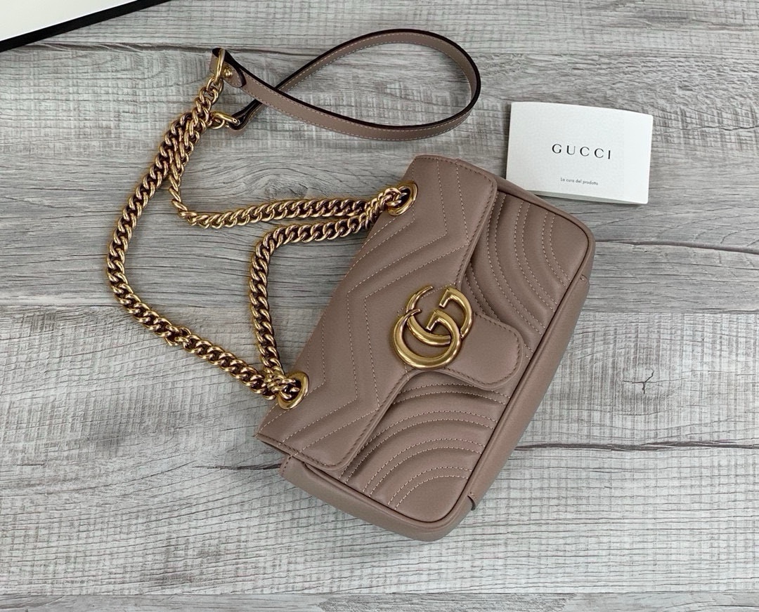 Gucci GG Marmont Small Chain Bag 446744 (Nude Pink)