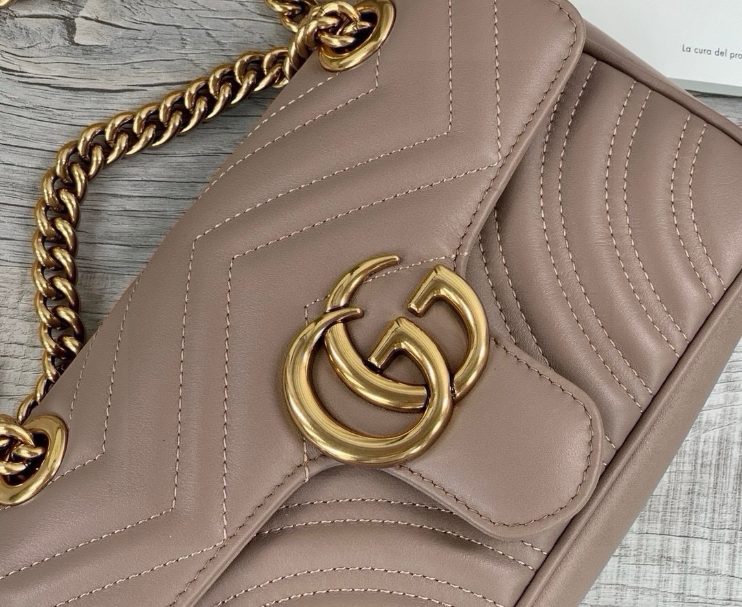 Gucci GG Marmont Small Chain Bag 446744 (Nude Pink)