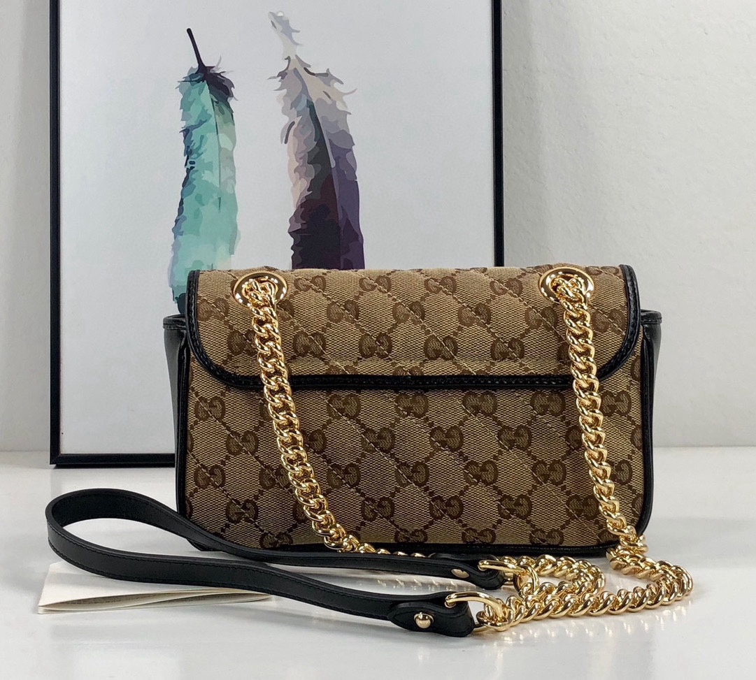 Gucci GG Marmont Small Handbag Chain Bag 446744 (Beige)