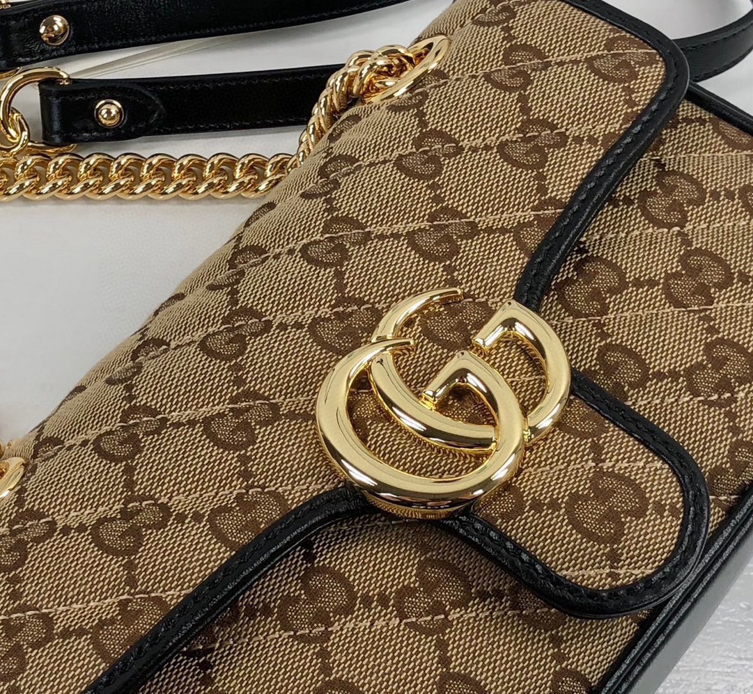 Gucci GG Marmont Small Handbag Chain Bag 446744 (Beige)