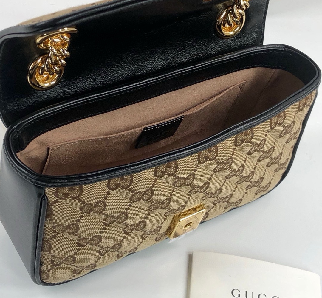 Gucci GG Marmont Small Handbag Chain Bag 446744 (Beige)