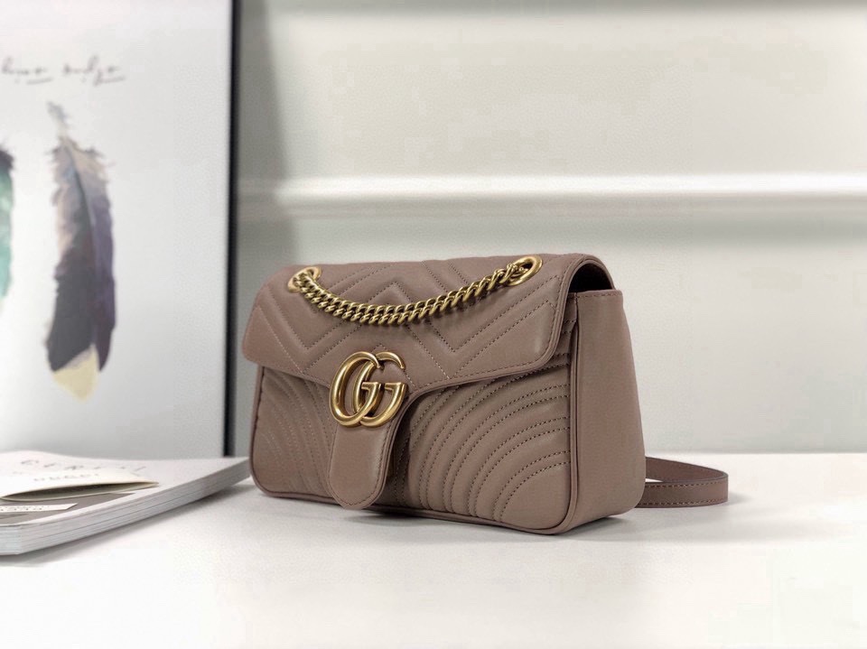 Gucci GG Marmont Medium Handbag Chain Bag 443497 (Nude Pink)