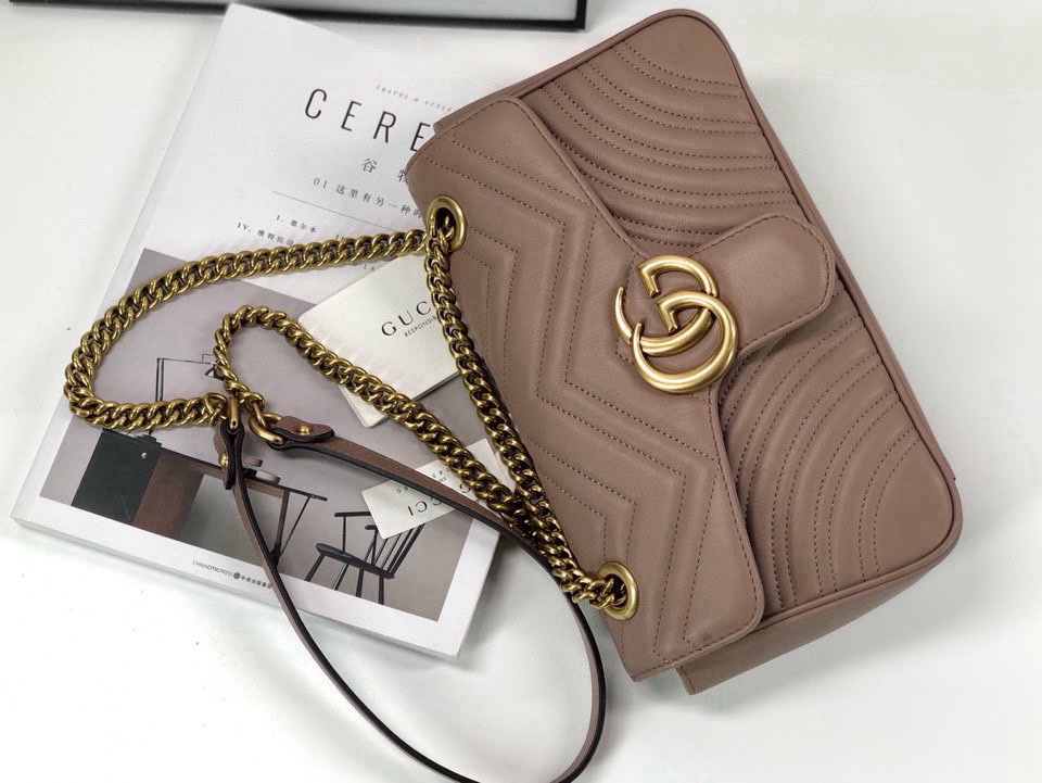 Gucci GG Marmont Medium Handbag Chain Bag 443497 (Nude Pink)