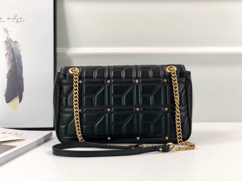 Gucci GG Marmont Studded Handbag 443496 (Black)