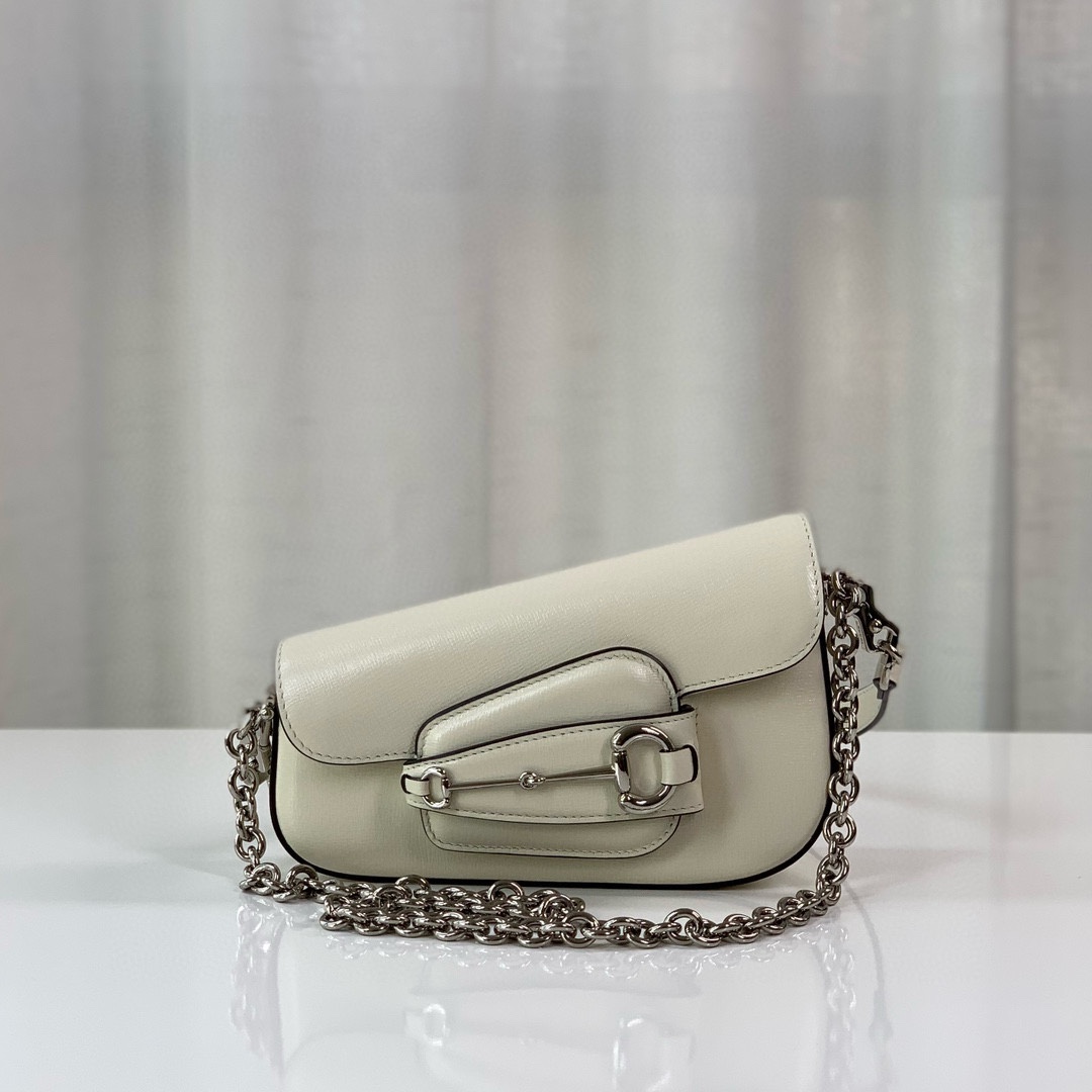 Gucci Horsebit 1955 Mini Asymmetrical Shoulder Bag 774209 (White)