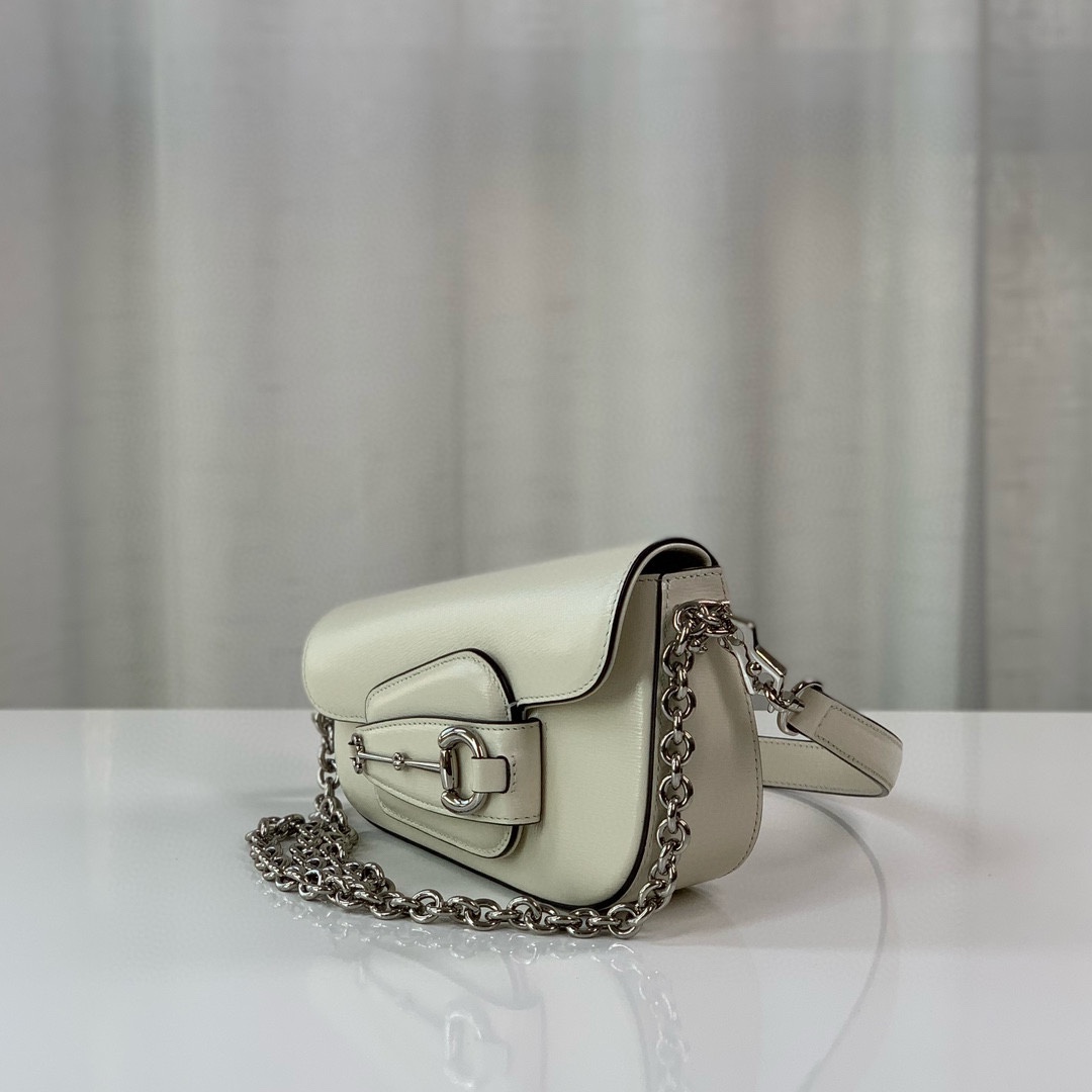 Gucci Horsebit 1955 Mini Asymmetrical Shoulder Bag 774209 (White)