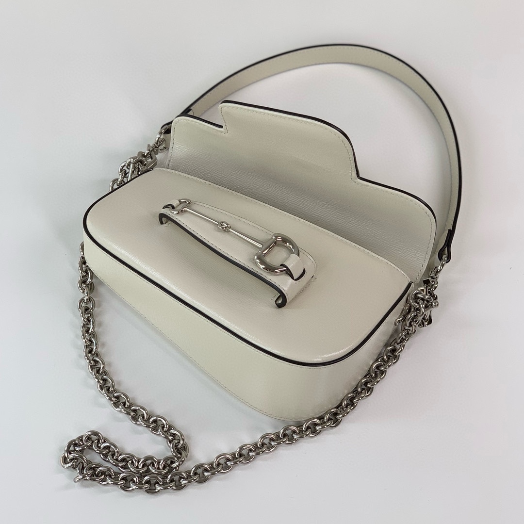 Gucci Horsebit 1955 Mini Asymmetrical Shoulder Bag 774209 (White)