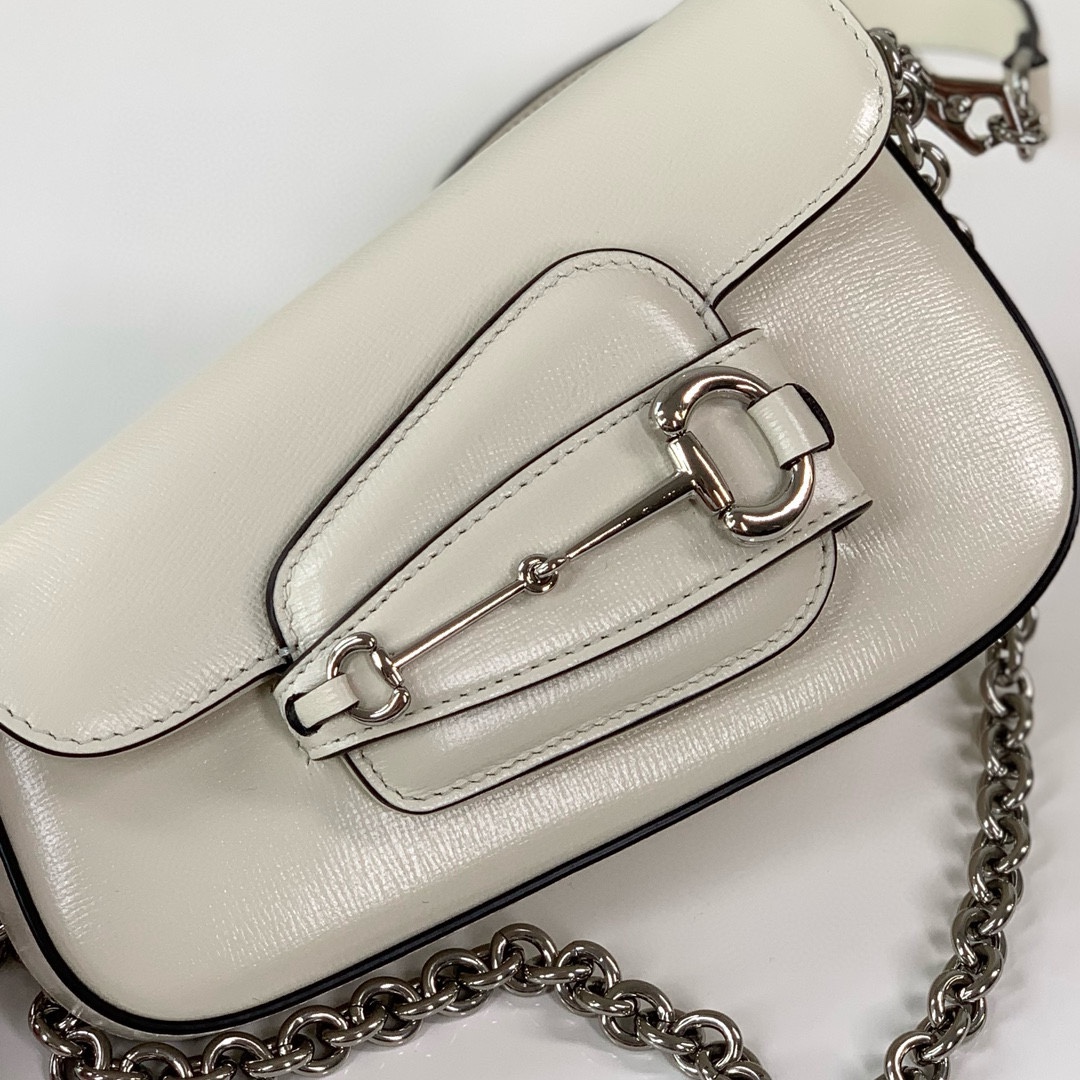 Gucci Horsebit 1955 Mini Asymmetrical Shoulder Bag 774209 (White)