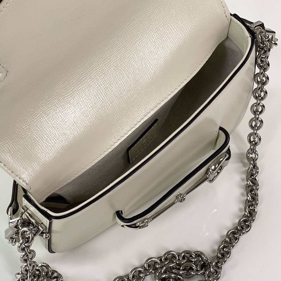 Gucci Horsebit 1955 Mini Asymmetrical Shoulder Bag 774209 (White)