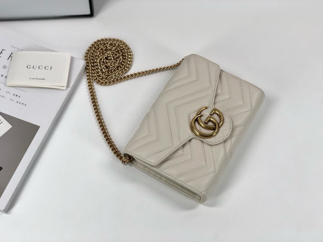 Gucci GG Marmont Leather Crossbody Bag 474575 (Cream)