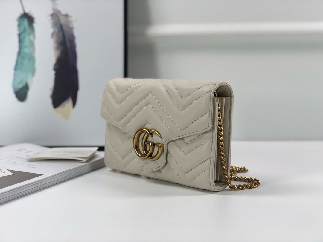 Gucci GG Marmont Leather Crossbody Bag 474575 (Cream)