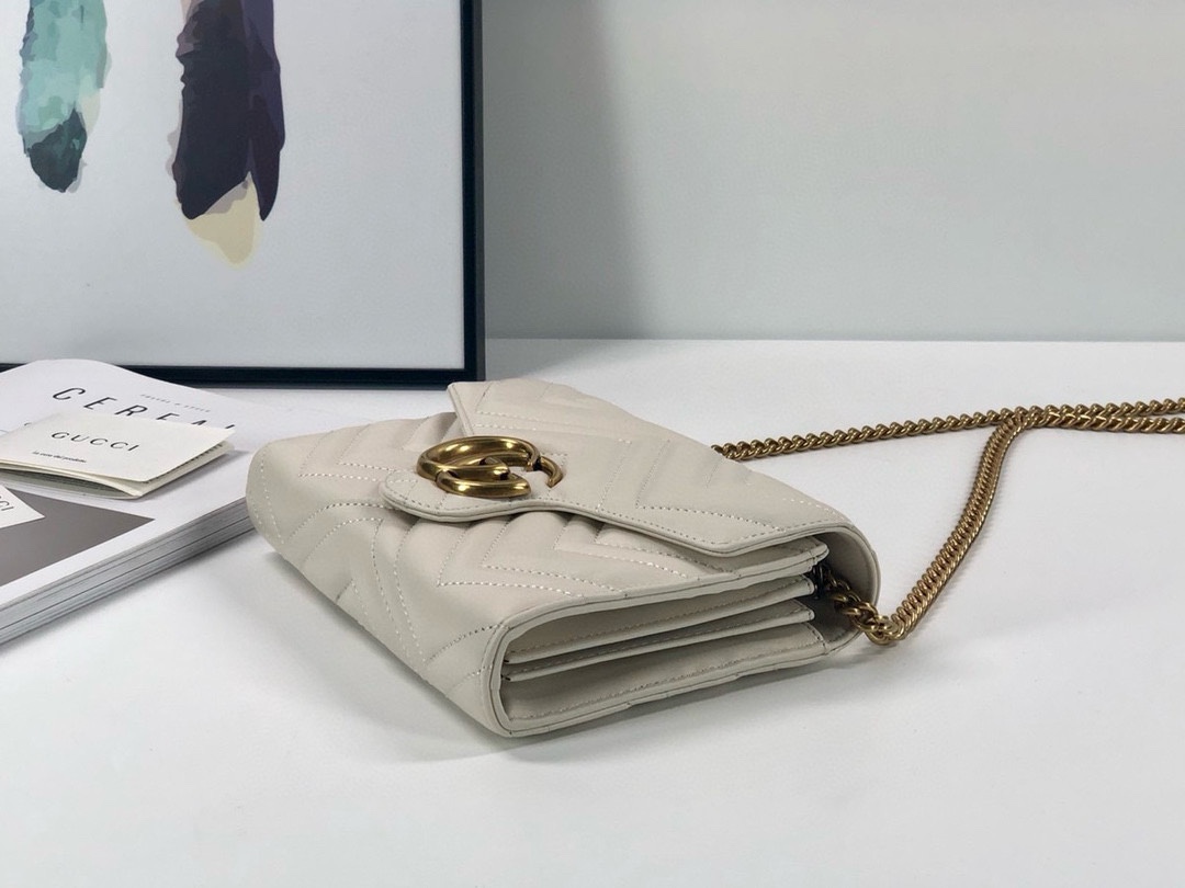 Gucci GG Marmont Leather Crossbody Bag 474575 (Cream)