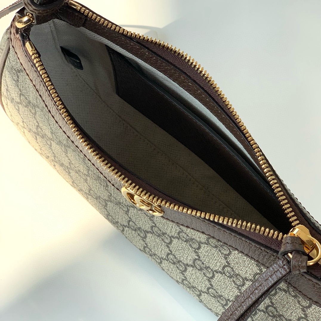 Gucci Ophidia Small Handbag 735145 (Beige and Dark Brown)