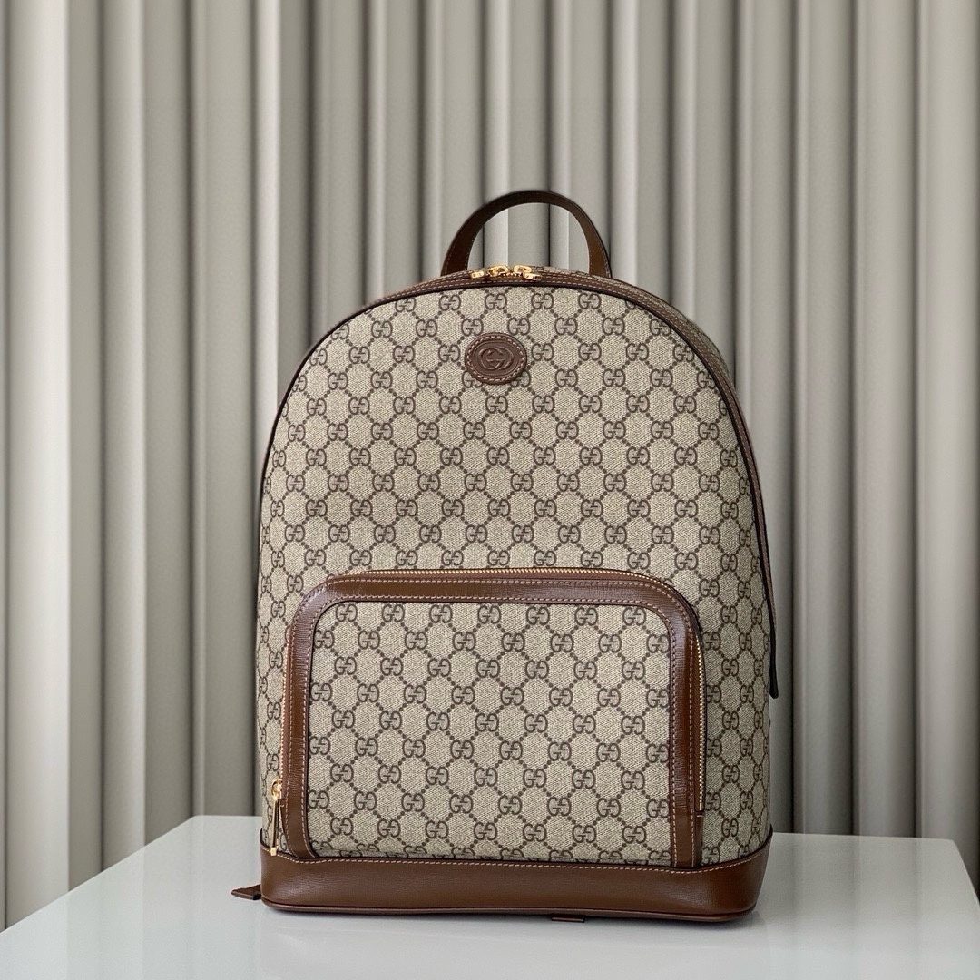 Gucci Interlocking Double G Oval Backpack 704017 (Beige and Ebony)