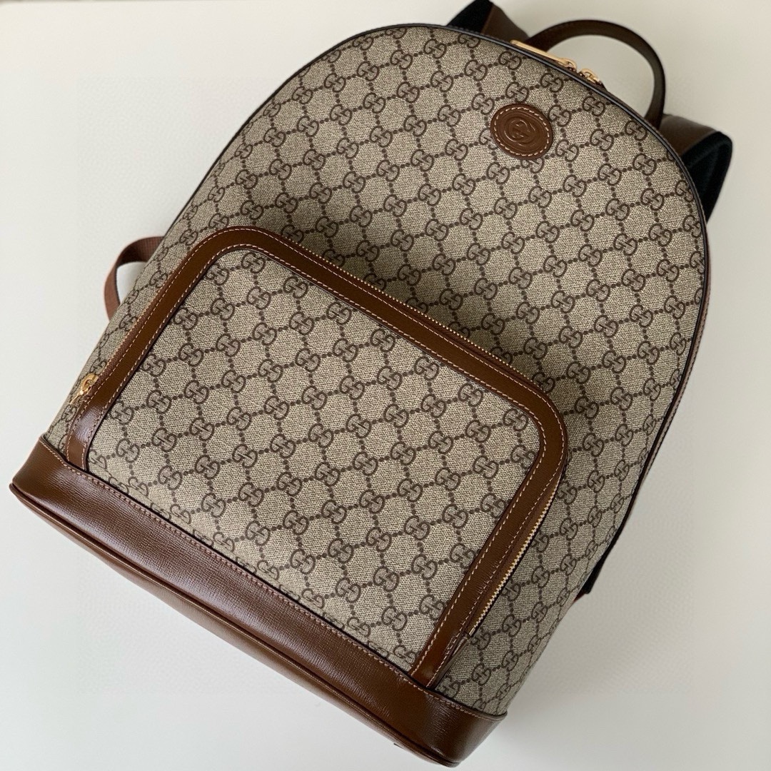 Gucci Interlocking Double G Oval Backpack 704017 (Beige and Ebony)