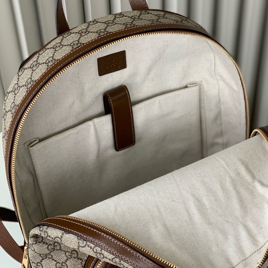 Gucci Interlocking Double G Oval Backpack 704017 (Beige and Ebony)