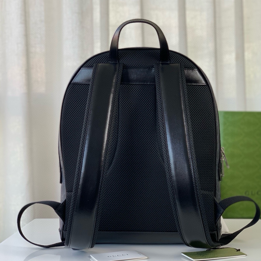 Gucci Interlocking Double G Leather Oval Backpack 704017 (Black)