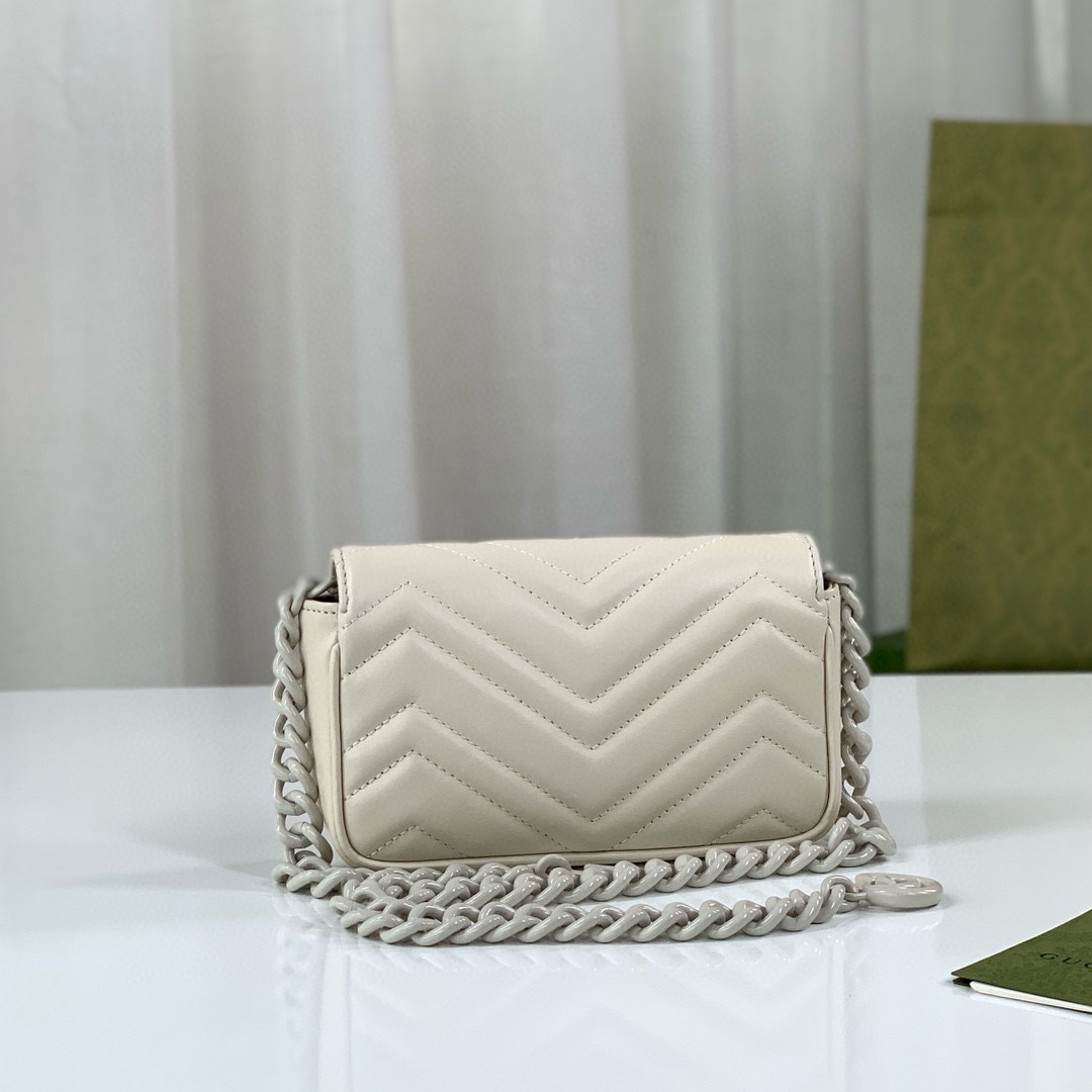 Gucci Marmont Mini Shoulder Bag 699757 (White Quilted V-Leather)