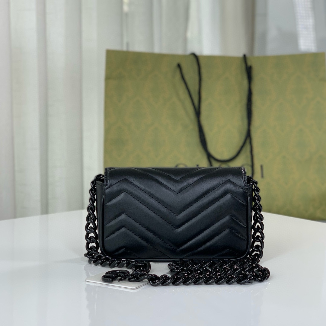 Gucci Marmont Mini Shoulder Bag 699757 (Black Quilted V-Leather)