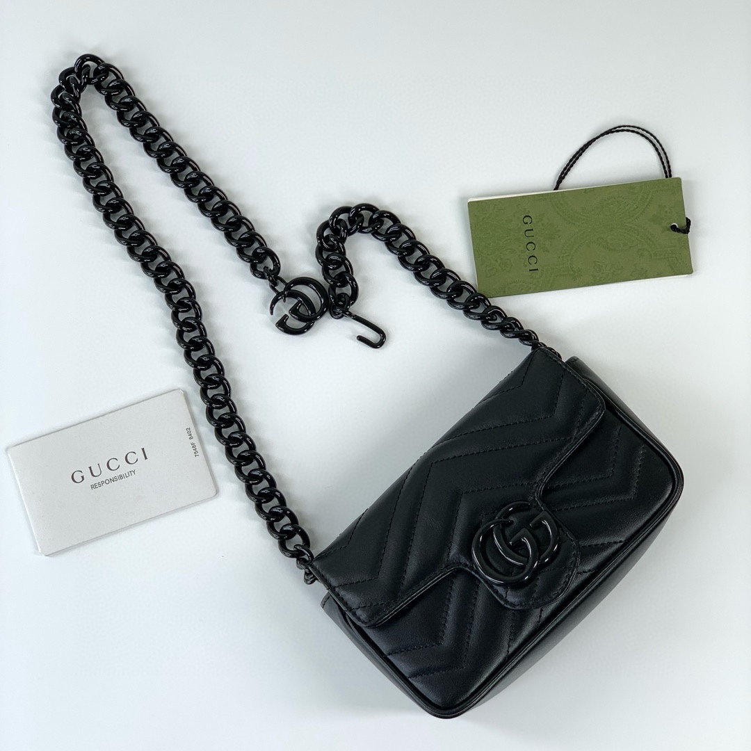 Gucci Marmont Mini Shoulder Bag 699757 (Black Quilted V-Leather)