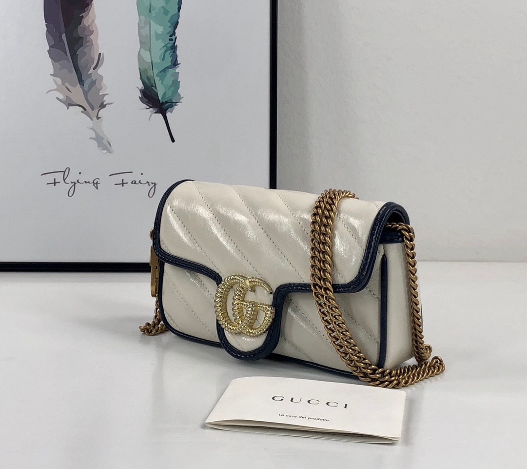 Gucci New Arrival 574969 (White Lambskin Mini Bag)