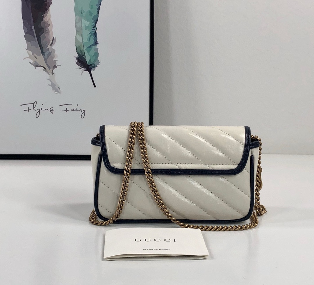 Gucci New Arrival 574969 (White Lambskin Mini Bag)