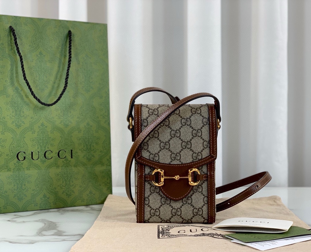 Gucci Horsebit 1955 Mini Phone Pouch 625615 (New GG with Adjustable Strap)